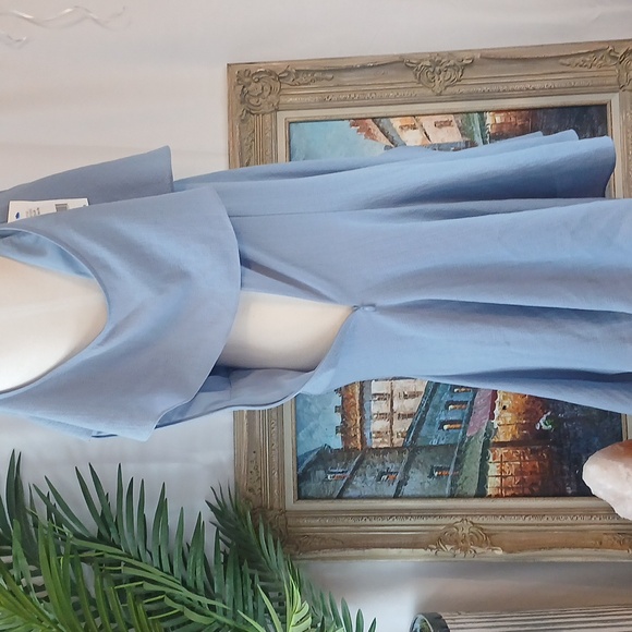 NWT HALSTON Elegant Blue Off-Shoulder Dress - Picture 7 of 11